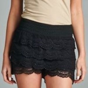 Women's Black Crocheted Shorts Skirt Overlay NWT